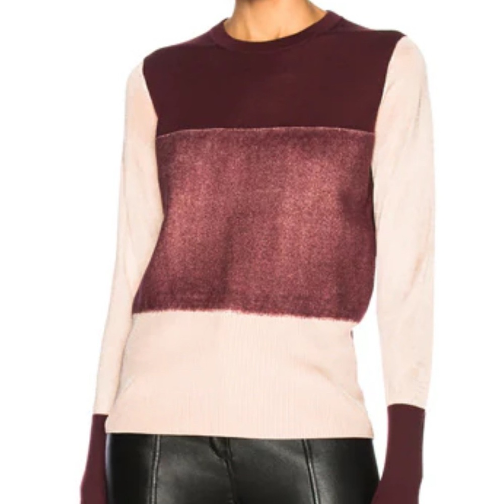 Worn on TV Rag & Bone Marissa Color Block Sweater Rose Dust Merino Wool Size S/P